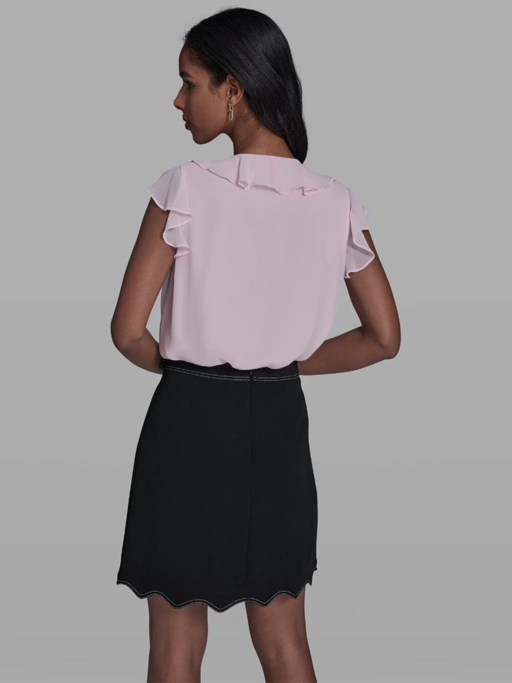 KARL LAGERFELD ROSETTE RUFFLE BLOUSE - Picture 3 of 6